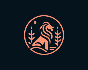 Lion head logo design icon vector illustration. 