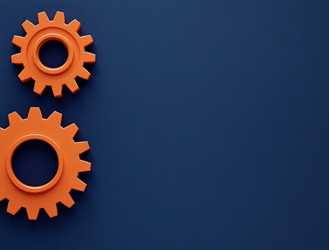 Orange Gears on Blue.