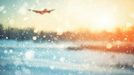 Naklejka premium Aircraft releasing particles into the atmosphere, symbolizing environmental impact and the balance between technological advancement and ecological responsibility.