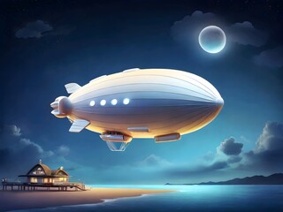 ufo flying over the earth  zeppelin  airship  blimp  dirigible  sky  air balloon  ship  travel,Ai generated 