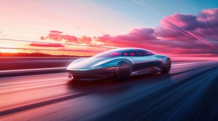 Futuristic Car Sunset.