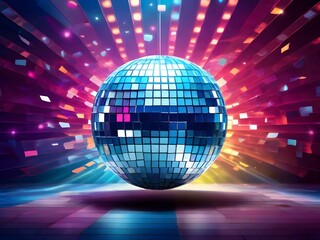 disco ball with disco lights ,Ai generated 