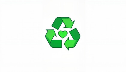 Obraz premium Recycling symbol with a heart at its center representing eco-friendliness and love for the planet, International Earth Day Theme