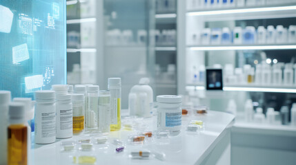 skin care science research in lab system scenes