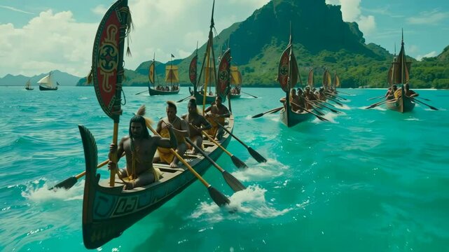 Naval Warfare in the Ancient Polynesian Islands "An ancient naval battle between rival Polynesian island tribes