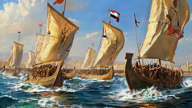 Egyptian and Hittite Naval Skirmish on the Mediterranean