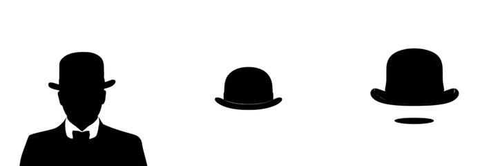Obraz premium This illustration presents a bowler hat, an icon, symbol, logo, and clipart in an isolated state.