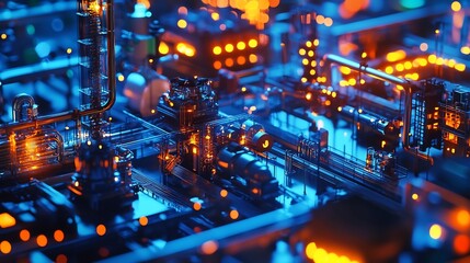 Futuristic Glowing AI Driven Recycling Plant with Robotic Automation and Resource Recovery