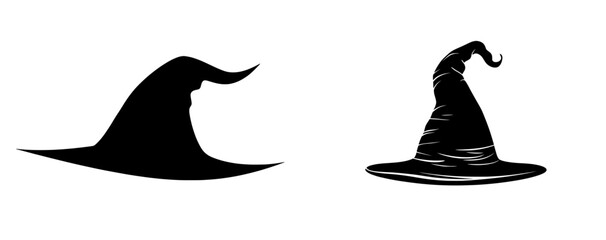 An old black hat isolated on white for Halloween