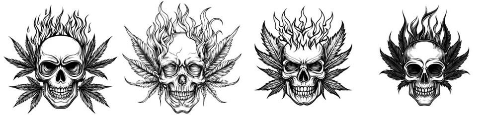 A Skullscape Icon with a Cannabis Leaf and an Emblem of Cannabis