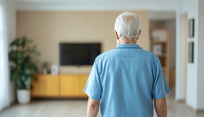 Fototapeta premium Senior Man Walking Away in Living Room