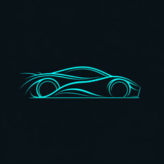 Naklejka premium A stylized, blue, line drawing of a sports car.