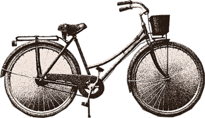 Сlipping from a black and white vintage magazine elements, halftone bike.