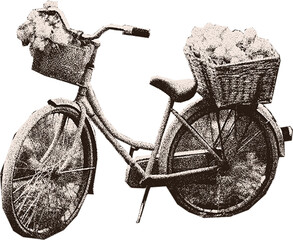 Сlipping from a black and white vintage magazine elements, halftone bike.