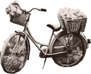 Сlipping from a black and white vintage magazine elements, halftone bike.