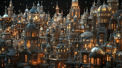 Obraz premium A model of a city with a clock tower. This concept fantasy architecture and building