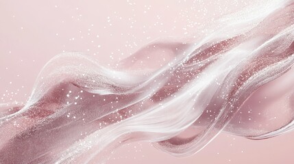 Obraz premium Elegant Soft Waves with Shimmering Effects on a Gentle Pink Background for Abstract Beauty and Artistic Design Inspirations