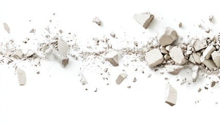 Crushed light-colored material scattered on a white surface.