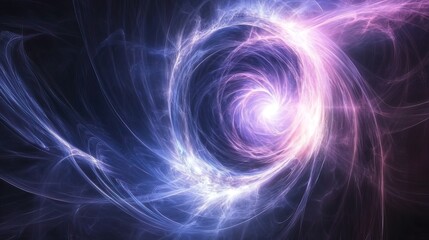 A swirling vortex of light and energy, with a white core and pink and blue tendrils.