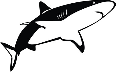Shark logo vector silhouette illustration on white background