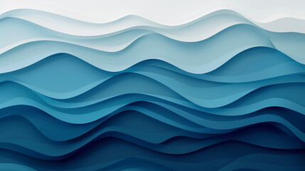 Obraz premium Abstract Ocean Waves in Gradient Blue and White Tones