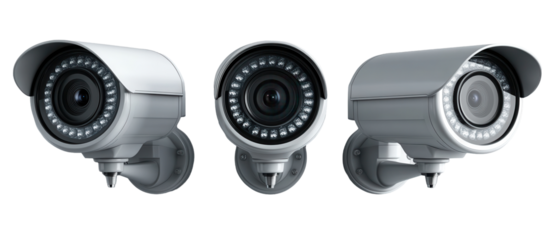 Surveillance cameras for security monitoring. transparent background