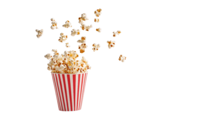 3D Popcorn in Red-White Striped Cup - Snack Icon on White Background