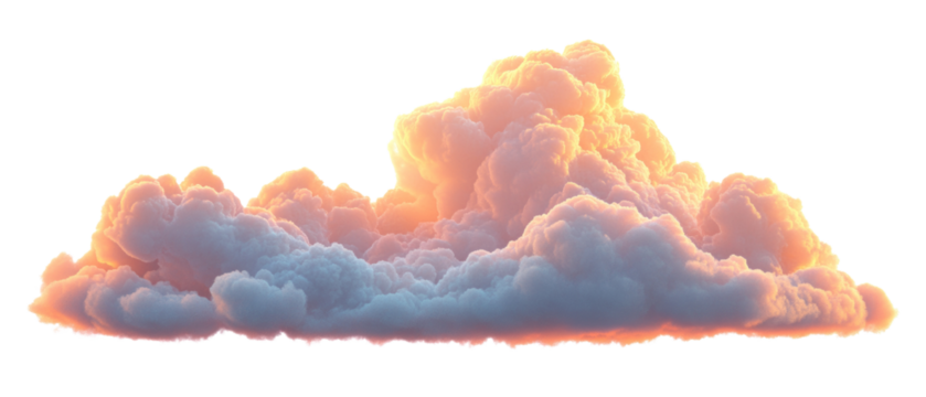Picturesque sunset clouds isolated white background