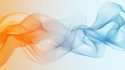 Naklejka premium Abstract Waves in Orange and Blue Tones Flowing Gracefully Across a Light Background, Creating a Dynamic and Ethereal Visual Effect