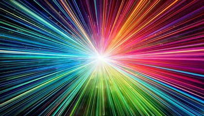 Abstract background showcasing an explosive of colorful line and dots radiating .