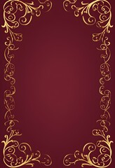Filigree Corner Details with Swirling Gold Scrollwork – Elegant Burgundy Background with Ornate Gold Accents