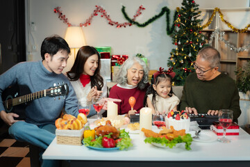 Family Holiday Dinner Celebration, spending happy time together on holidays.
