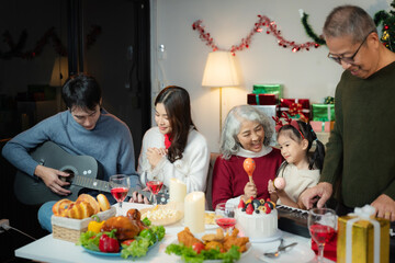 Family Holiday Dinner Celebration, spending happy time together on holidays.