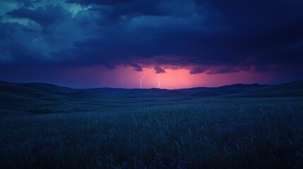 Lightning strikes amidst a stormy landscape at dusk