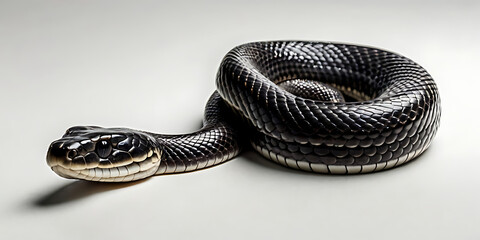 Naklejka premium a coiled snake with various unique patterns and types, lying on a white background. Realistic view. created with generative AI