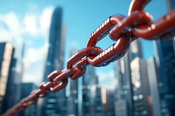 Naklejka premium Celebrate united states independence day with blockchain innovations in digital cityscapes