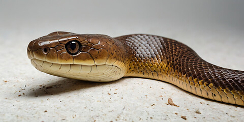 Naklejka premium a coiled snake with various unique patterns and types, lying on a white background. Realistic view. created with generative AI
