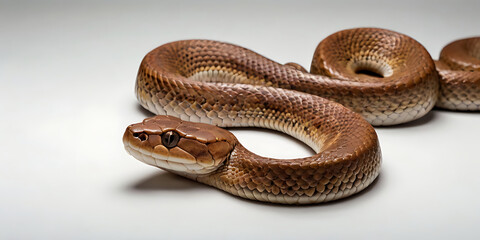 Obraz premium a coiled snake with various unique patterns and types, lying on a white background. Realistic view. created with generative AI