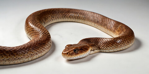 Naklejka premium a coiled snake with various unique patterns and types, lying on a white background. Realistic view. created with generative AI