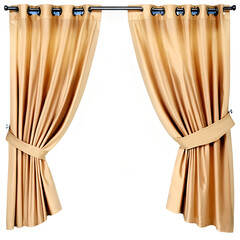 Elegant Beige Curtains Isolated on White Background for Home Decor Inspiration and Design Ideas