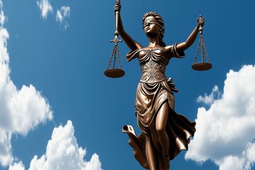 Fototapeta premium A pixel art version of Lady Justice holding scales, with retro colors and a classic 8-bit style