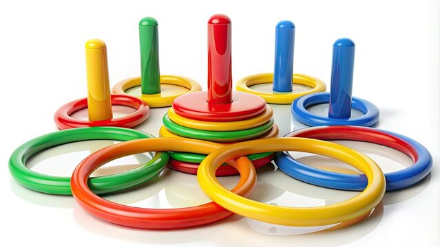 Colorful Ring Toss Game Isolated on White Background for Fun Activity and Outdoor Games, Perfect for Parties, Carnivals, and Family Gatherings, Vibrant Entertainment for All Ages