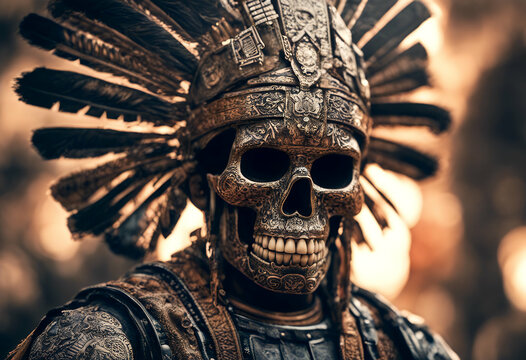 warrior skull aztec mexican monster