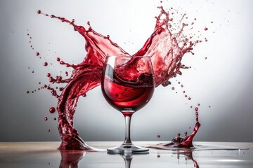 Captivating Low Light Photography of Red Wine Splashes Isolated on White Background for Elegant Beverage Art
