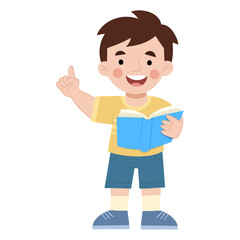 Illustration of a cute boy with a book