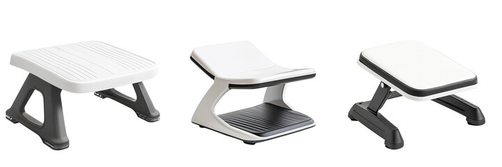 Set of ergonomic desk footrest for comfort isolated on a transparent background