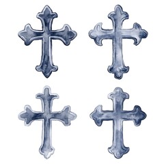 Explore the artistic representation of crosses through watercolor illustrations to enhance your creative projects