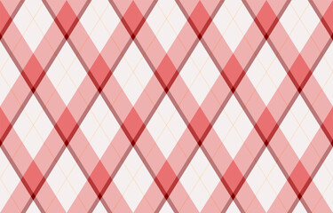Argyle pattern of geometric rhombus. Harlequin check wallpaper design. Classic diamond shaped textile material for web background, print fabric clothing, sweater, wrapping paper, gift card, invitation