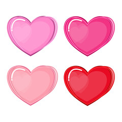  set of hearts isolated on white Love pink and red