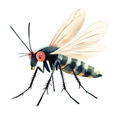 cute Mosquito watercolor clipart illustration isolated